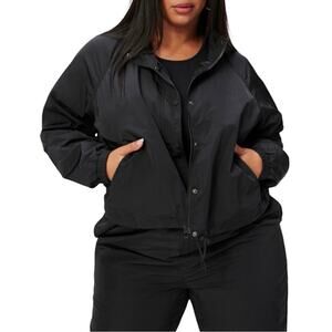 NWT Good American Black Shine Track Jacket Size 7 4XL Retail $89